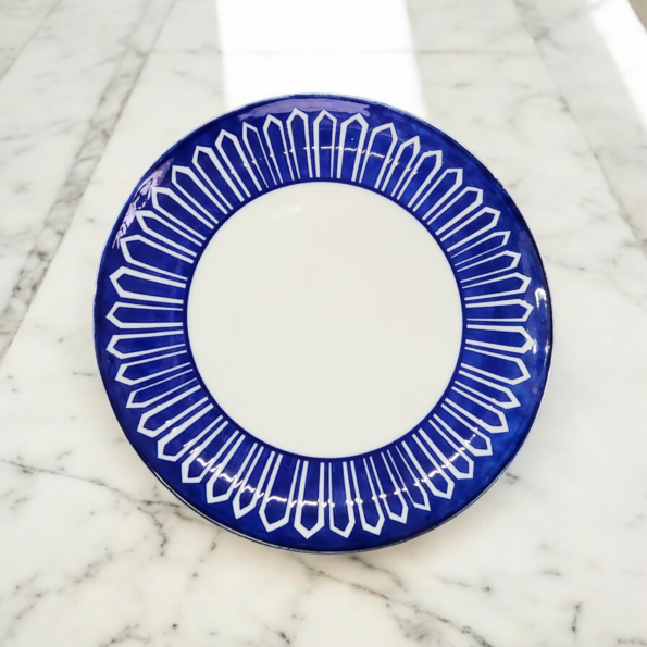 PLATO DE CERAMICA PANDO DISEÑO LLANO AZUL