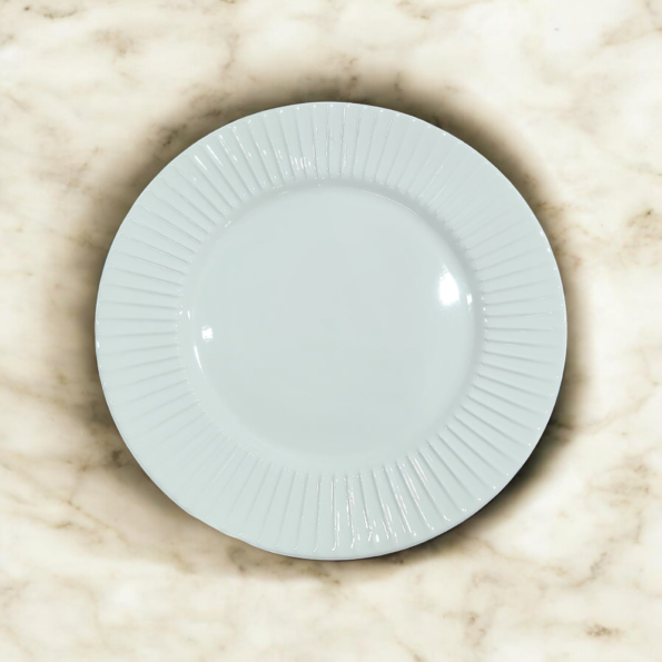PLATO DE CERAMICA BLANCO BORDE EN SOL