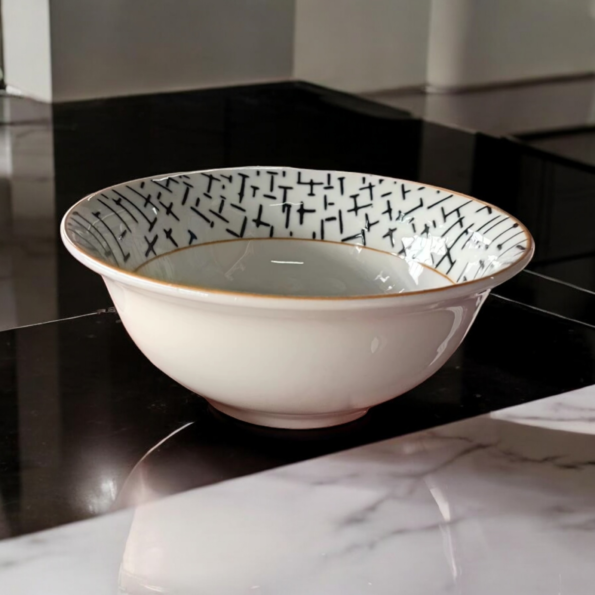 TAZA CERAMICA HONDO BORDE LINEAS