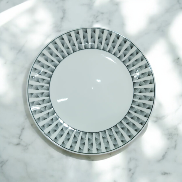 PLATO CERAMICA SEMI HONDO BORDE DECORADO LINEAS