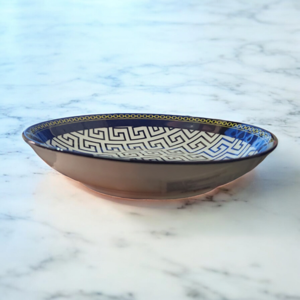 PLATO CERAMICA SEMI HONDO DISEÑO LABERINTO